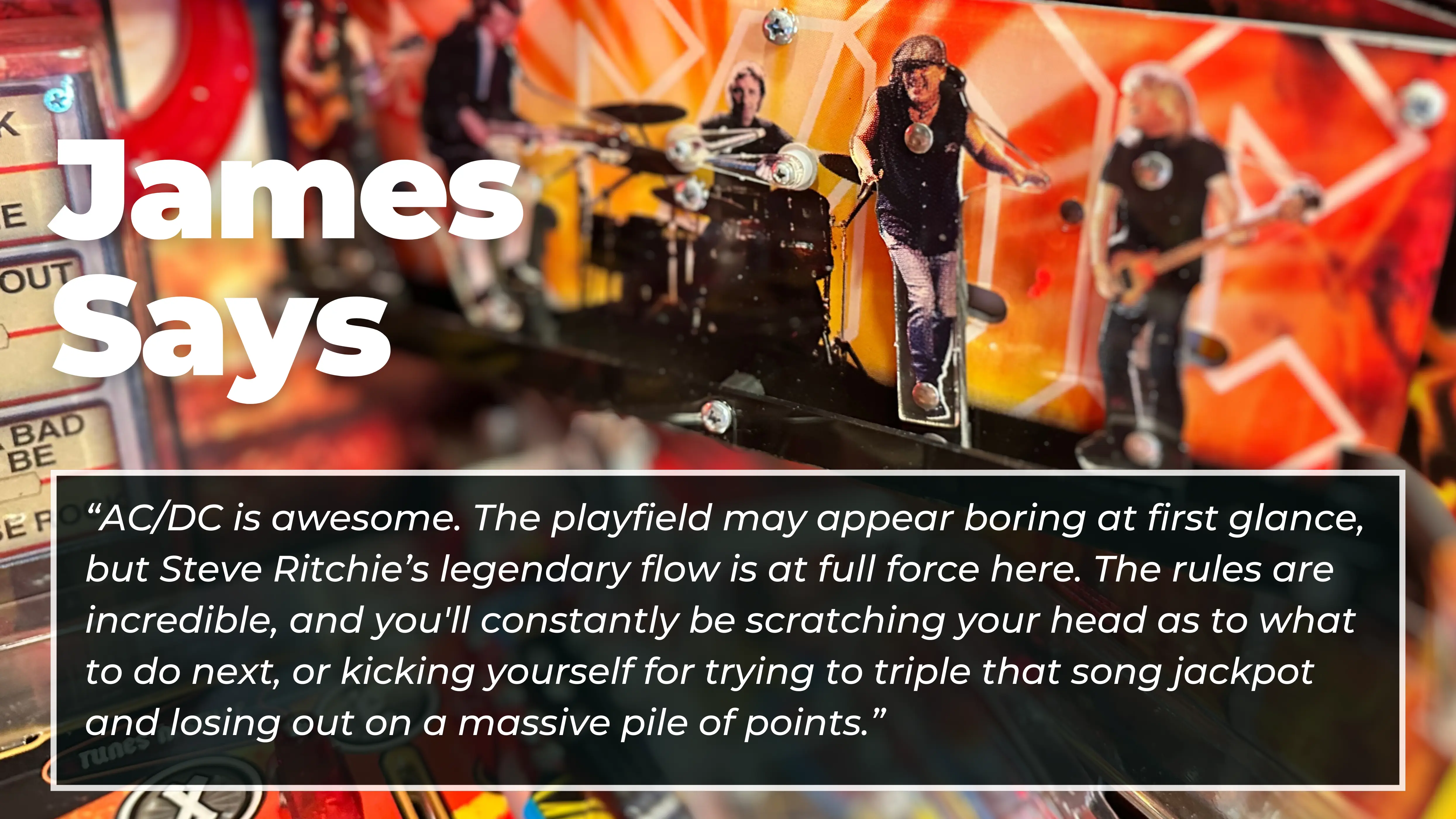 AC/DC pinball machine with band members on colorful dynamic background