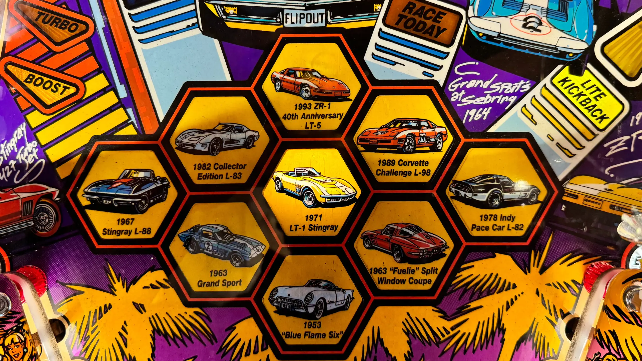 Vintage Corvette collection showcasing models from 1953 to 1993