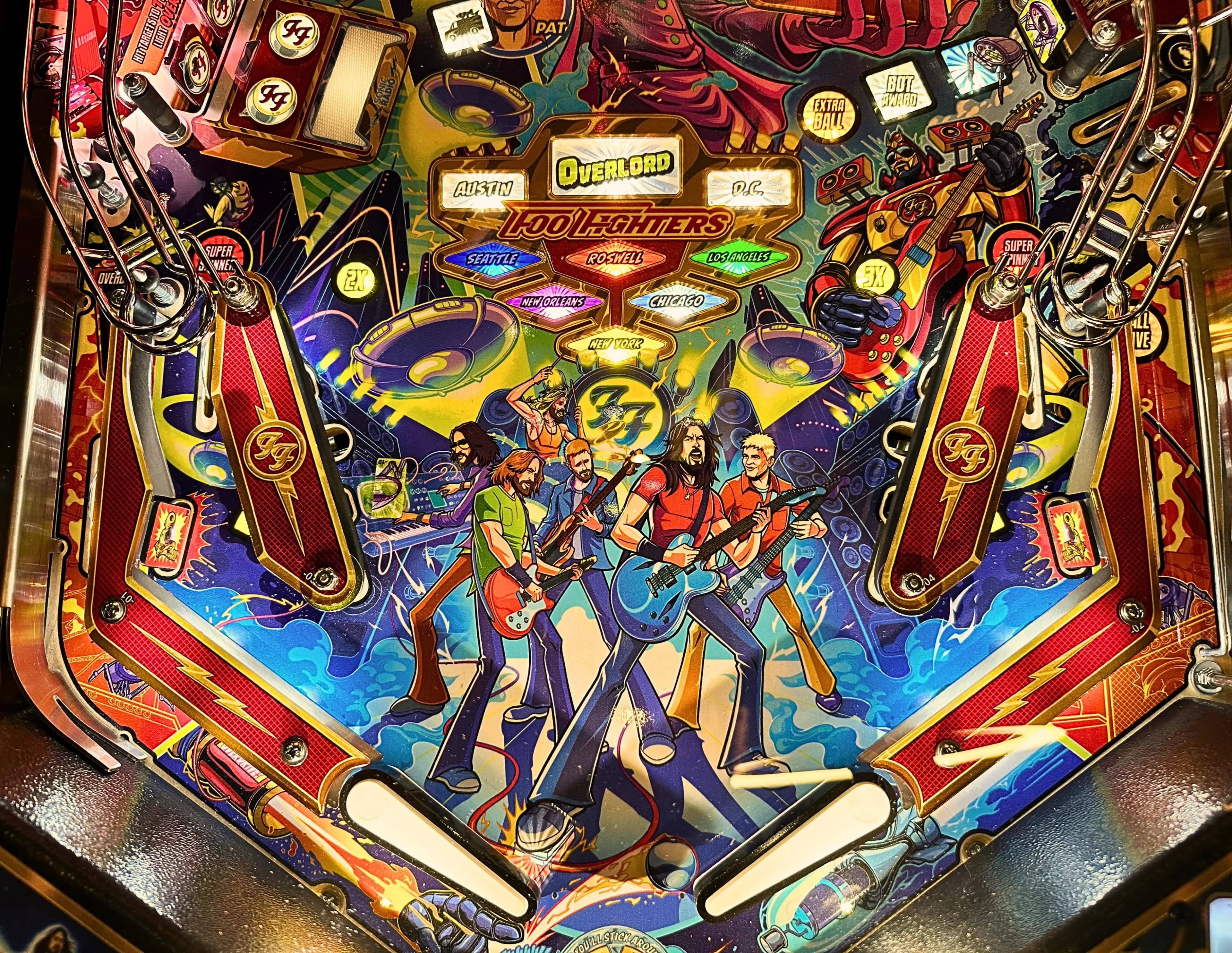 foo fighters pinball tutorial & rules lower playfield closeup