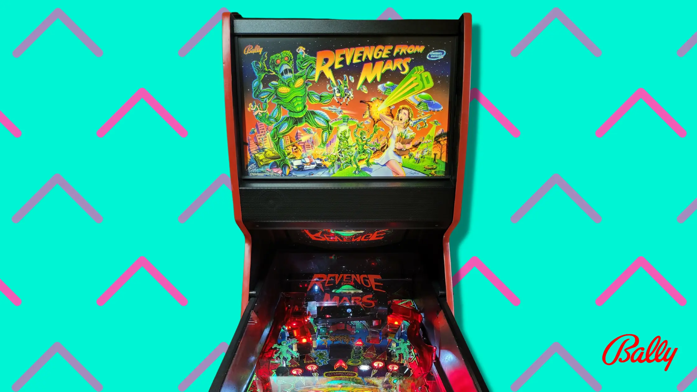 Revenge from Mars pinball machine with colorful alien invasion artwork