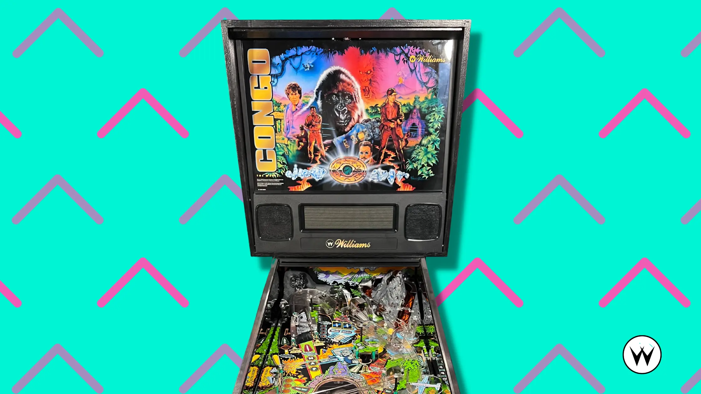 Congo pinball machine with colorful backglass and playfield design