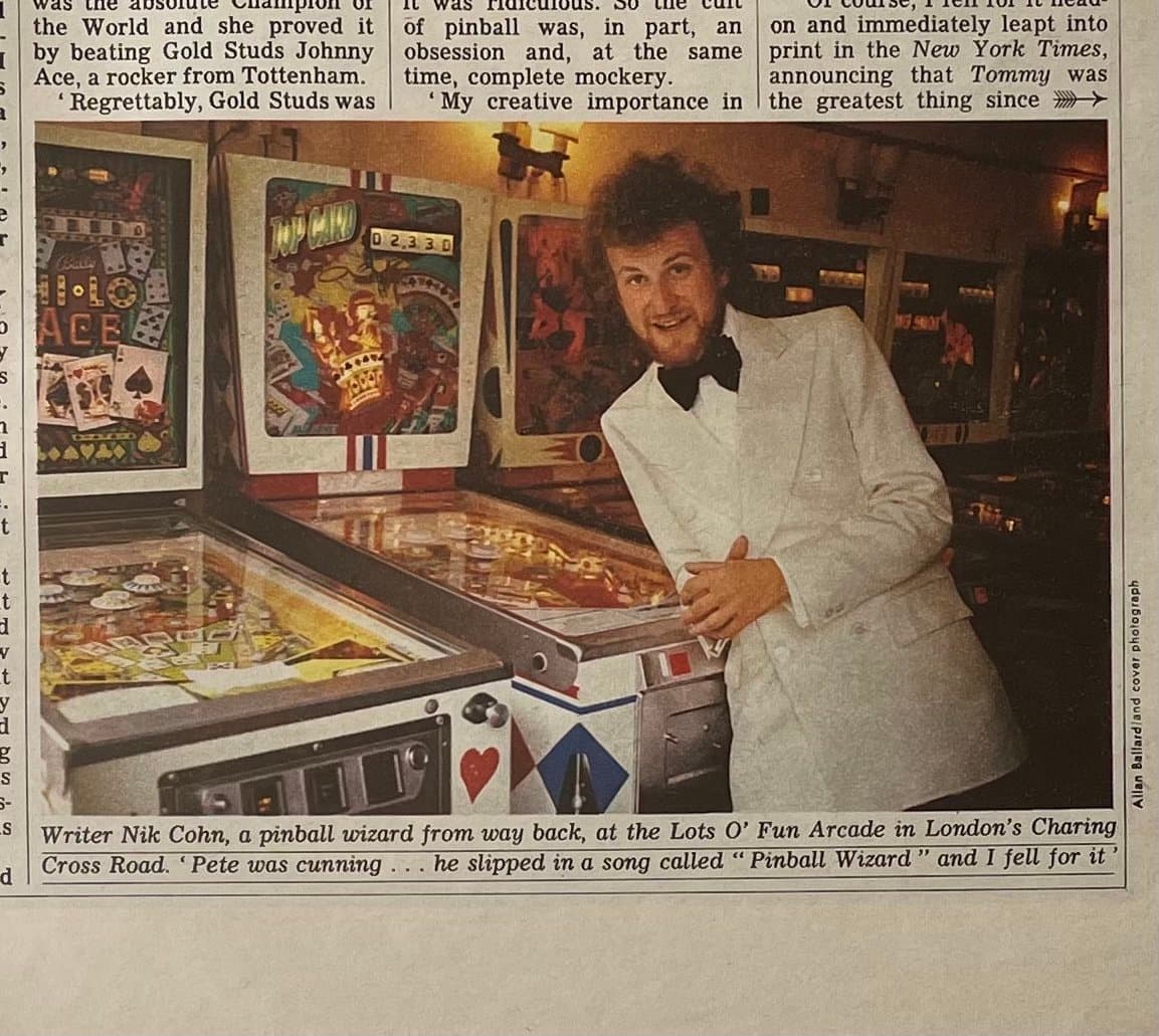 nik cohn, the original pinball wizard