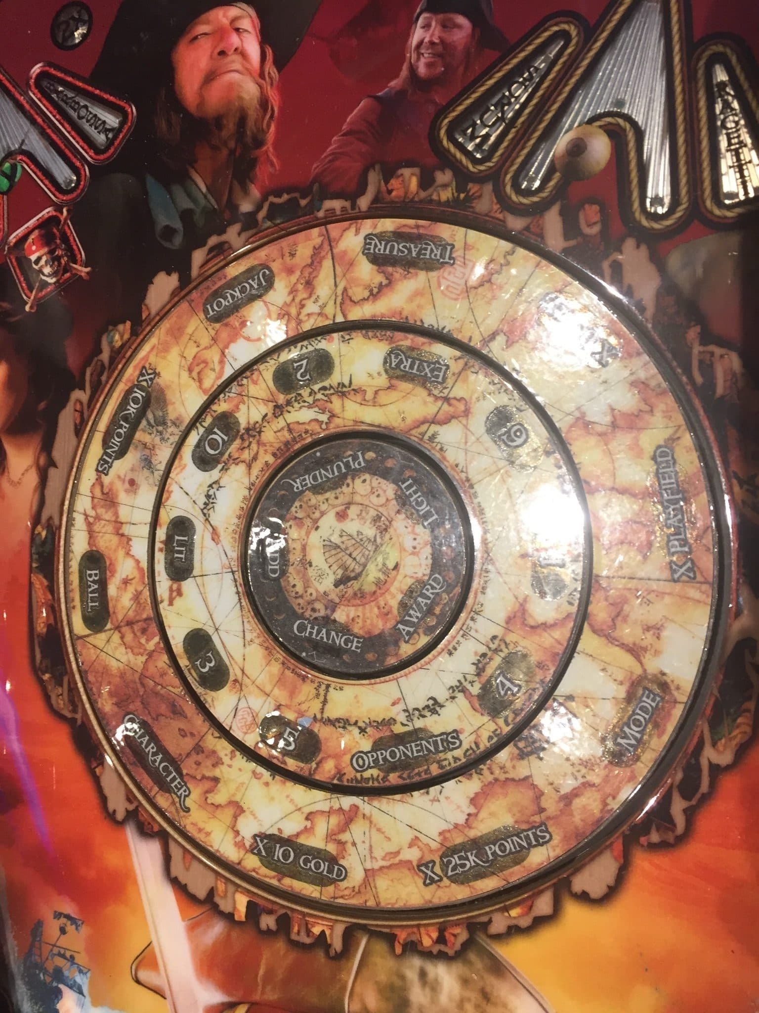 Circular game board with vintage map design and numbered sections