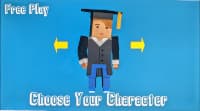 Cartoon character selection screen with graduate mascot on blue background