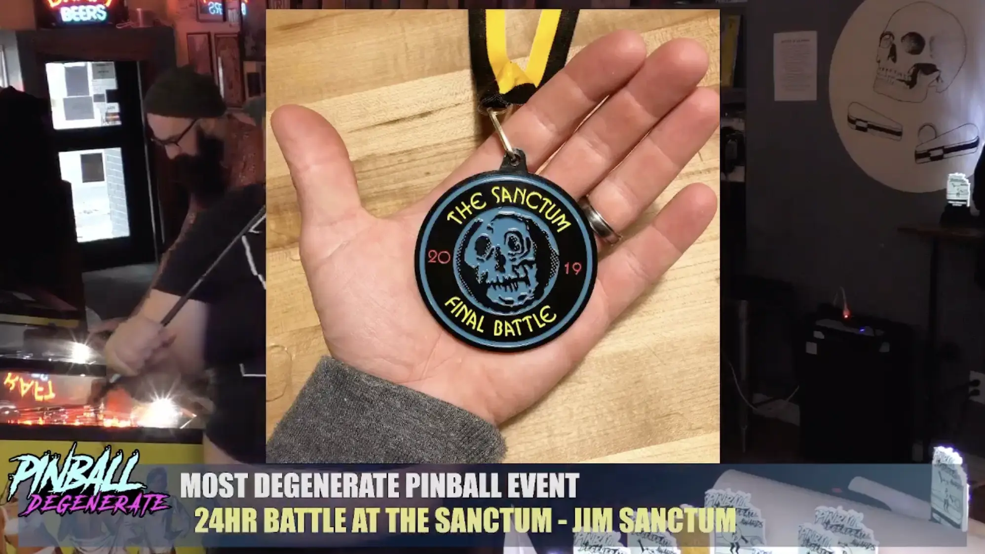 2019 Sanctum Final Battle pinball event commemorative medal with skull