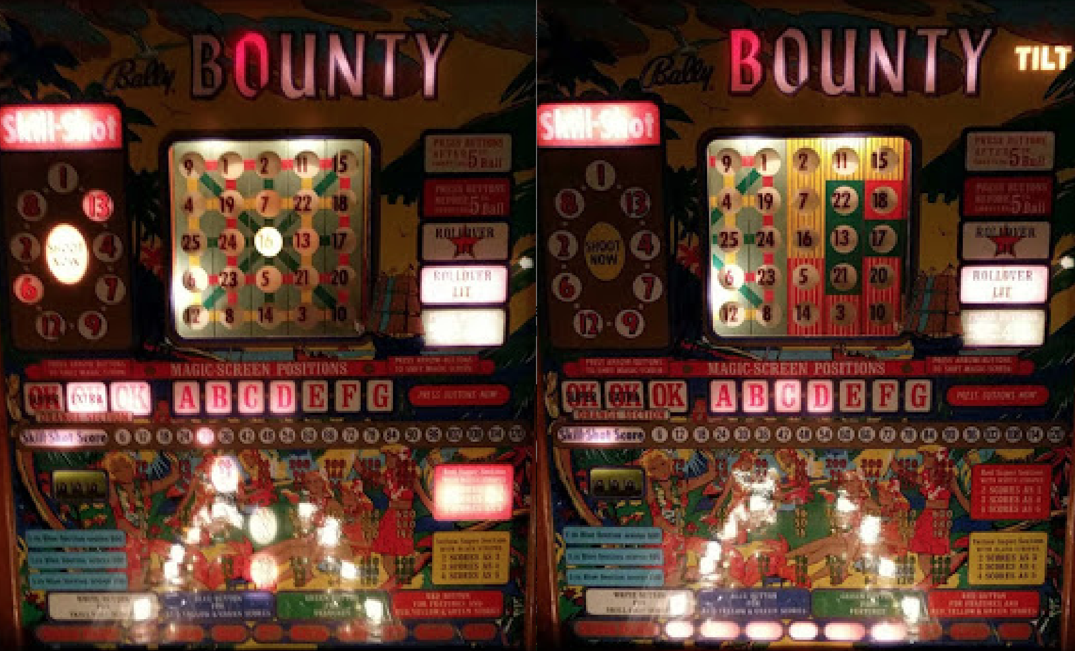 Vintage Bally Bounty pinball machine with colorful illuminated game board