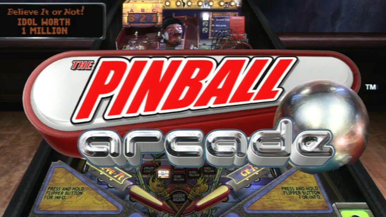 Pinball Arcade video game title screen with shiny silver ball