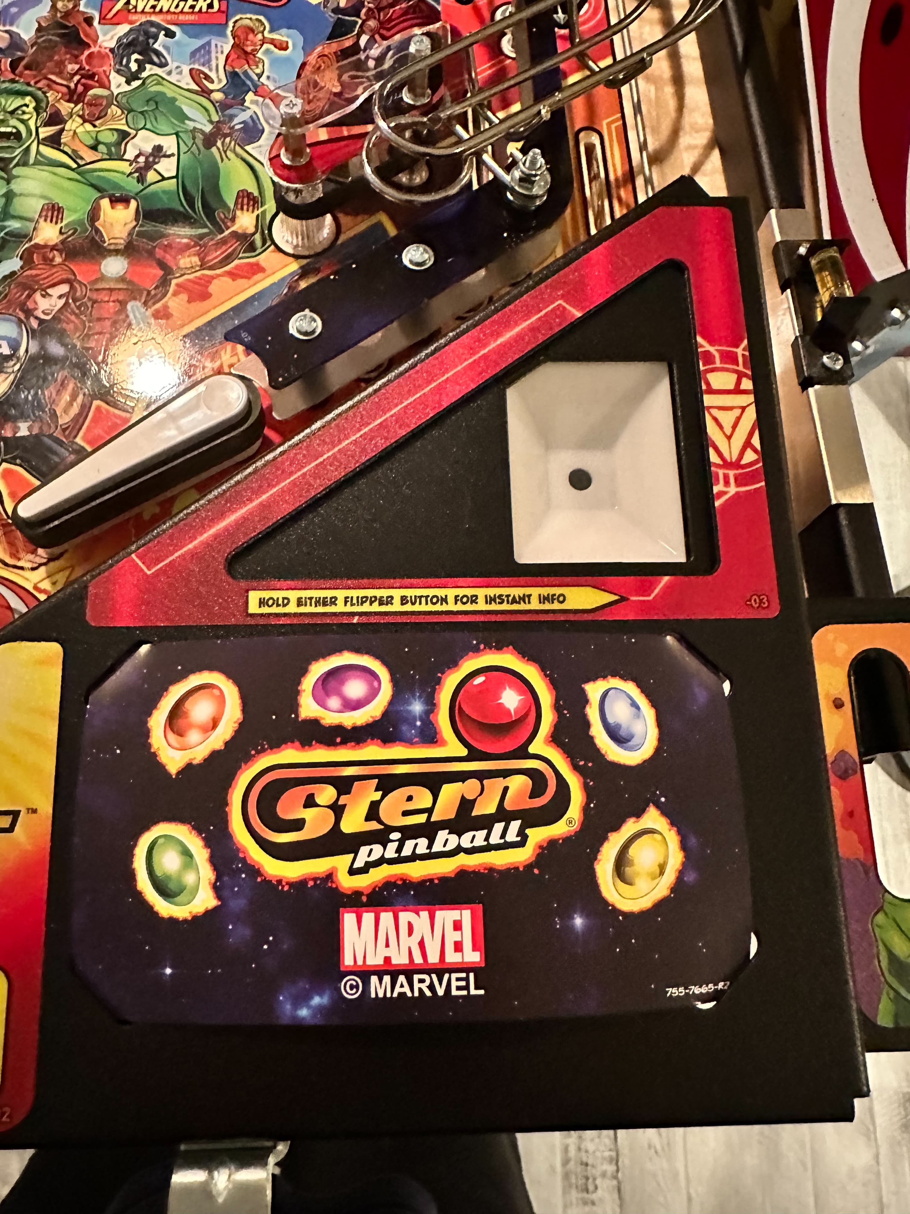 Marvel Avengers Stern Pinball machine with colorful game screen