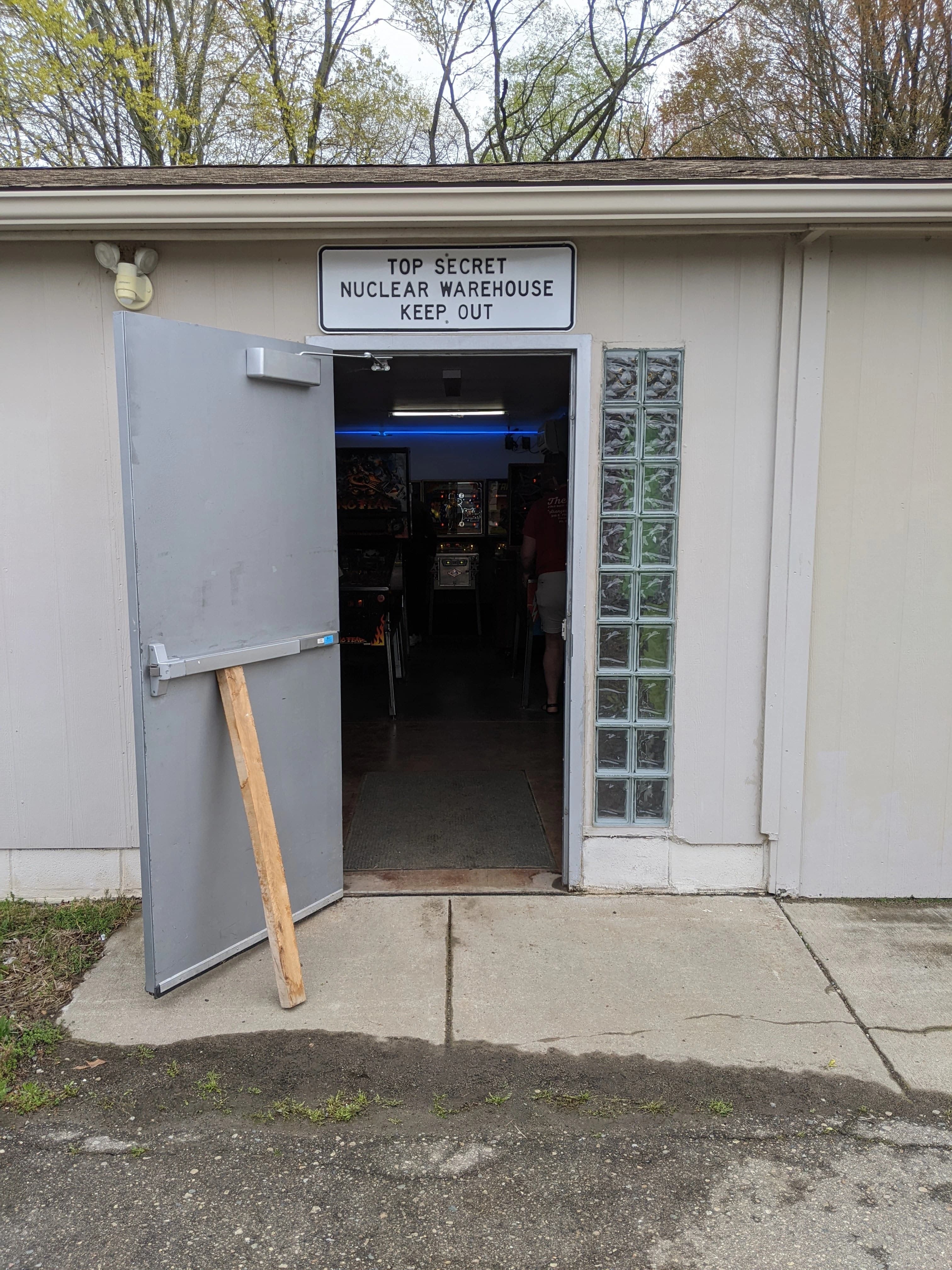 ann arbor vfw pinball show top secret nuclear warehouse sign