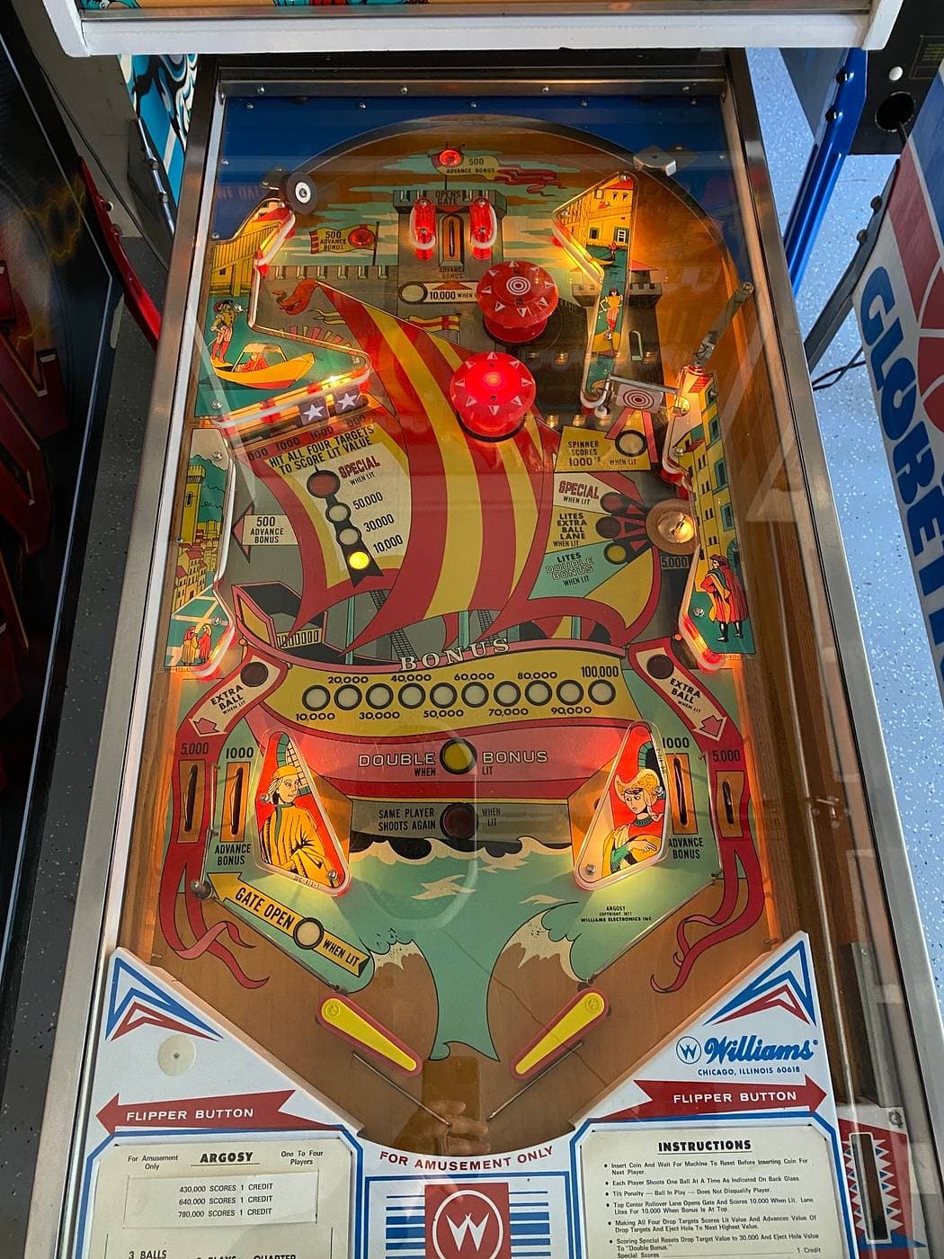argosy williams 1977 pinball game
