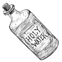 Sketched bottle of Holy Smokes hot sauce with detailed label and cap