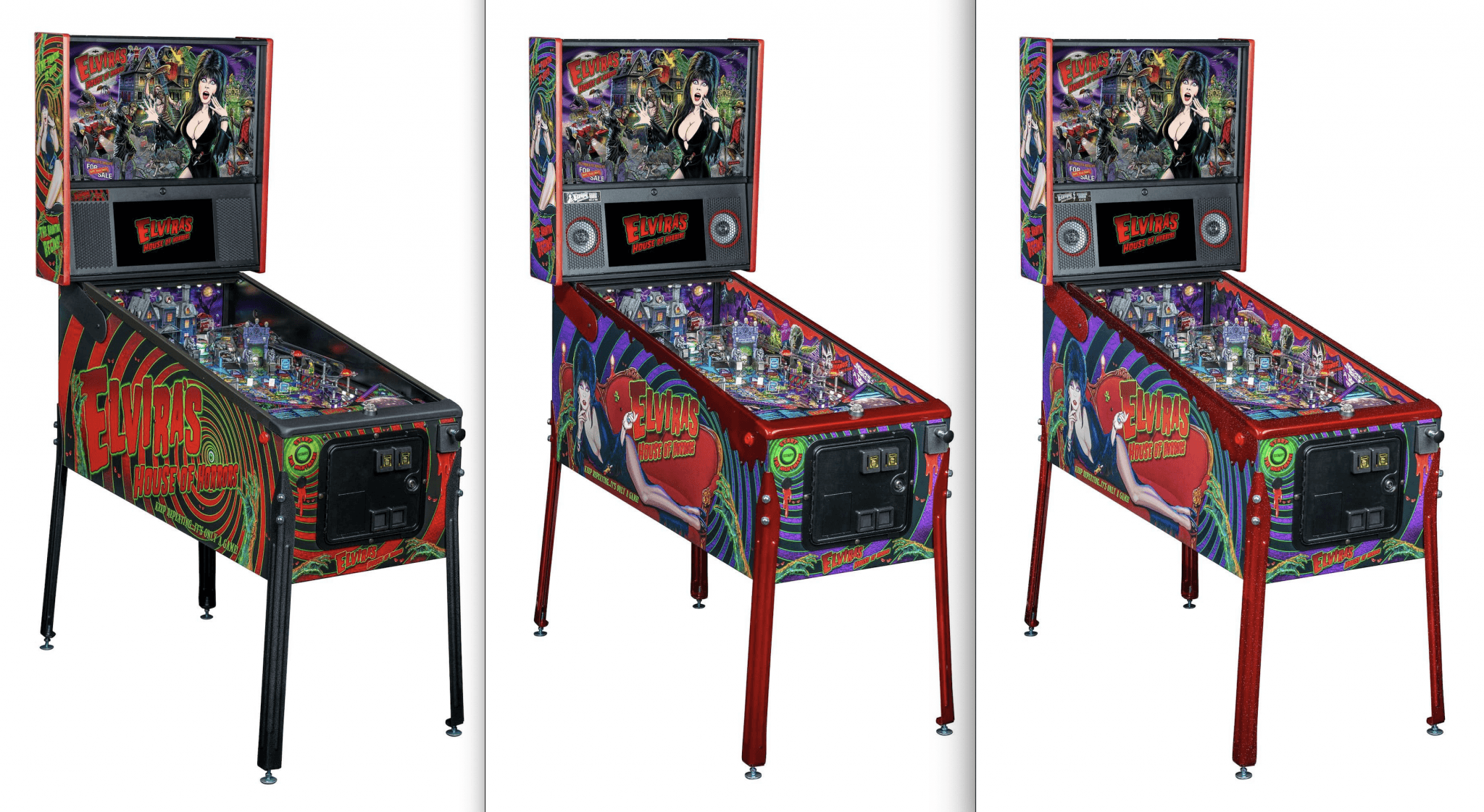 Elvira's Pinball Machine with colorful gothic-themed artwork and playfield