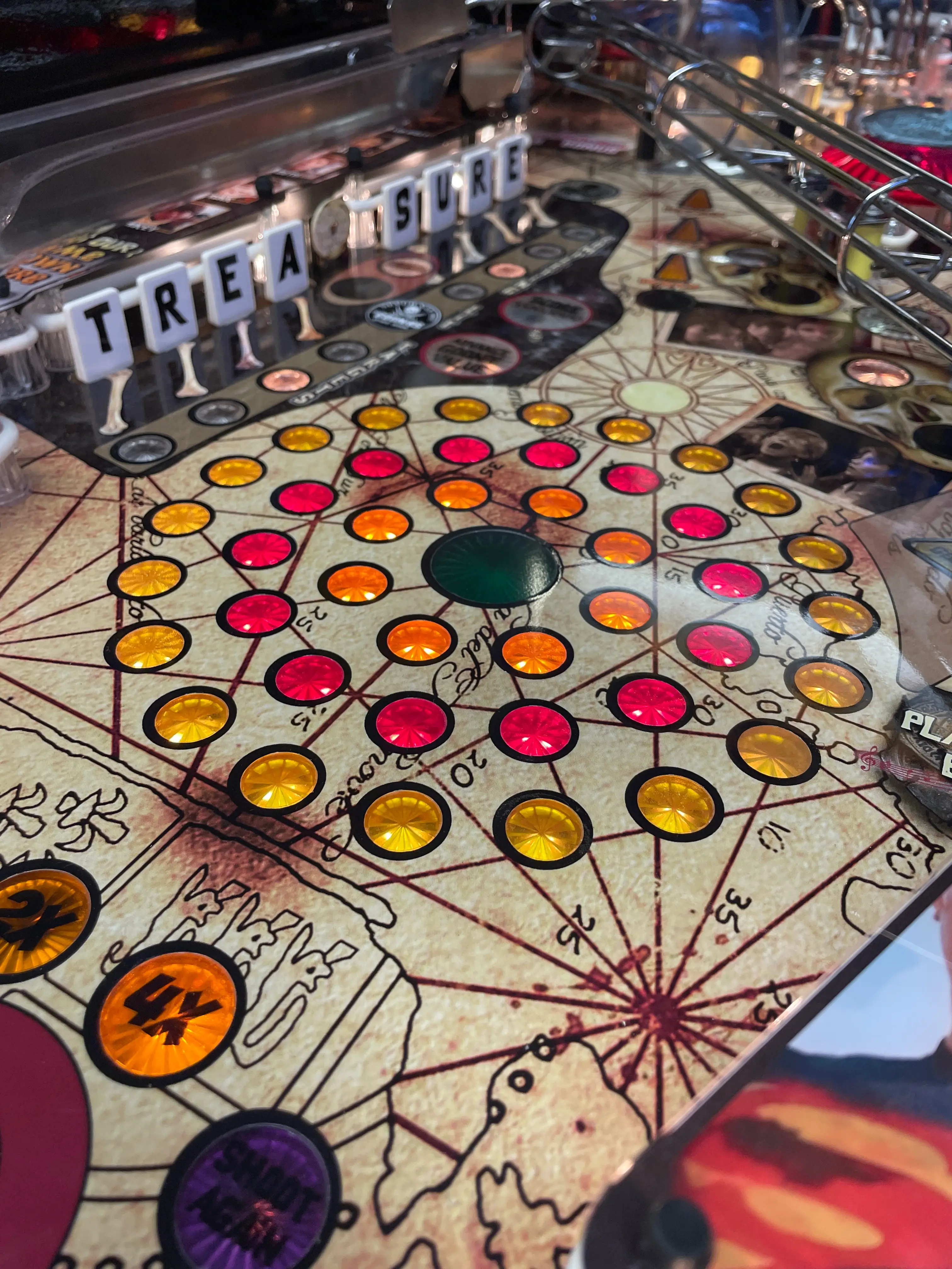 Treasure board game with colorful gems and intricate map design