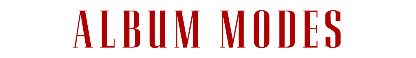 Red text saying "Album Modes" on a white background
