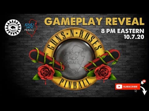 Guns N' Roses Pinball Gameplay Reveal Poster with Roses and Brick Background