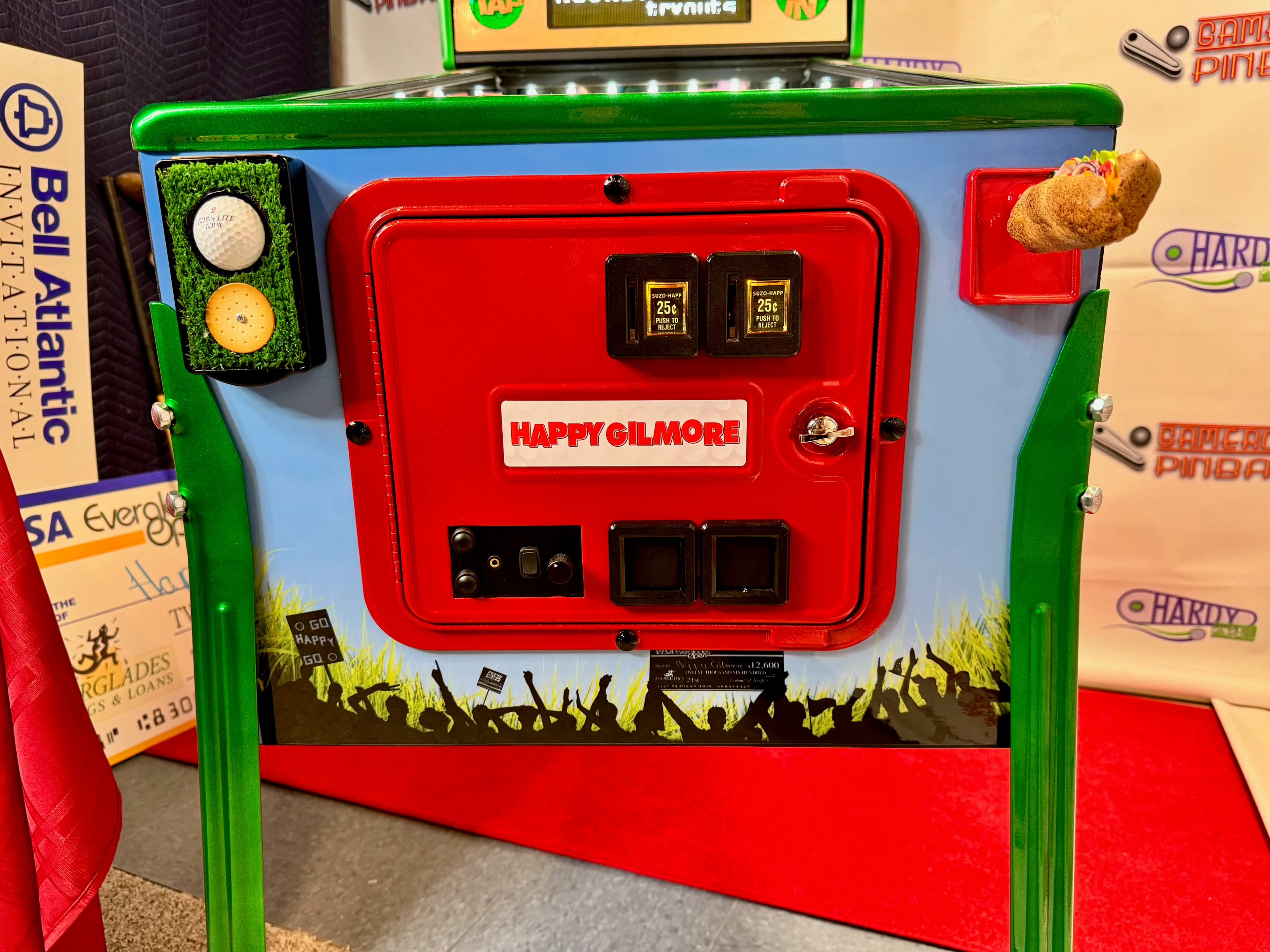 Happy Gilmore-themed golf game machine with colorful design