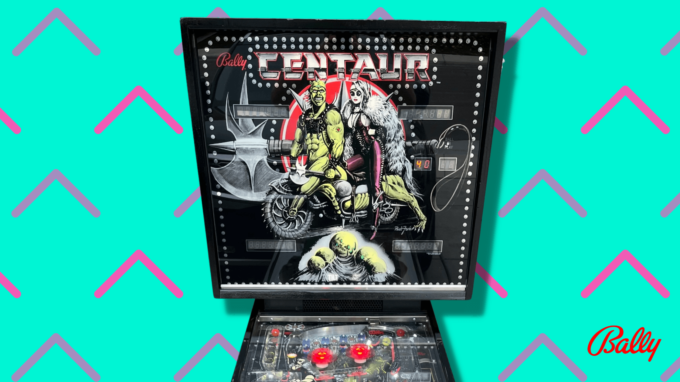 Vintage Bally Centaur pinball machine with fantasy artwork and playfield