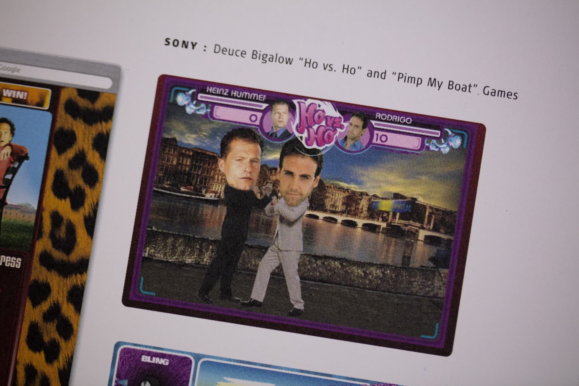 Deuce Bigalow game card with two actors by a river landscape