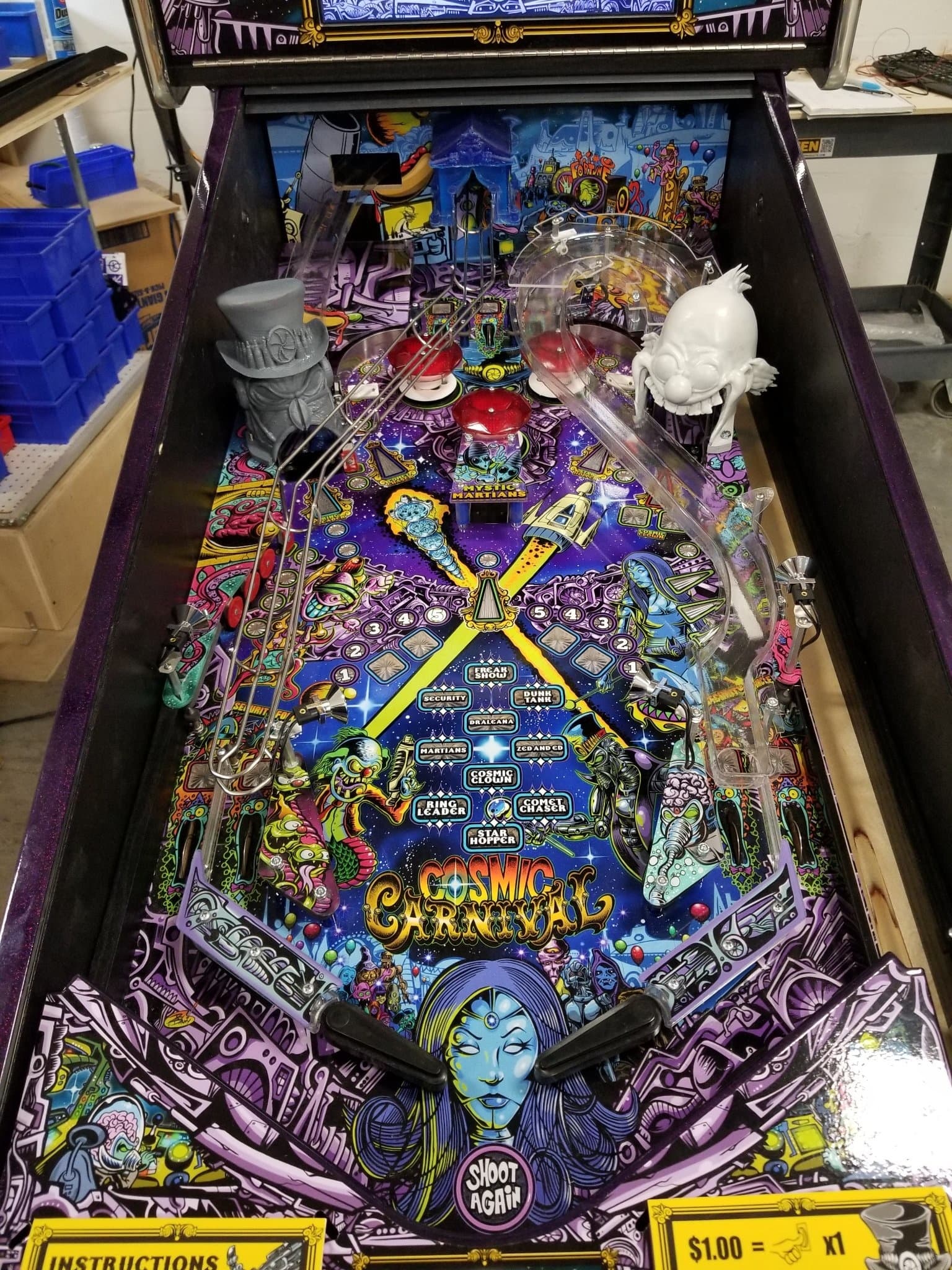 Colorful Cosmic Carnival pinball machine with vibrant sci-fi artwork