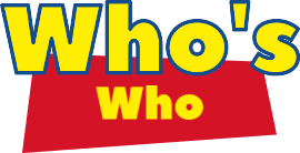 Colorful "Who's Who" logo with bold yellow and red letters