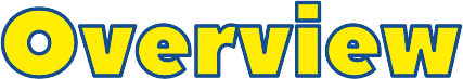 Colorful Overview logo with blue and yellow letters