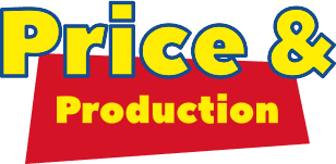 Colorful "Price & Production" logo with bold yellow and red letters