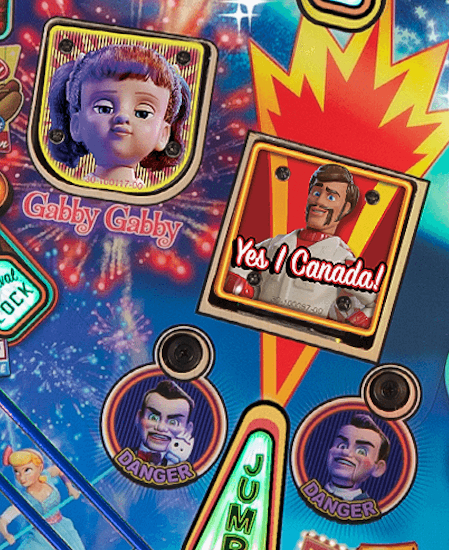 Colorful collage of cartoon characters including Gabby Gabby and Canadian puppet