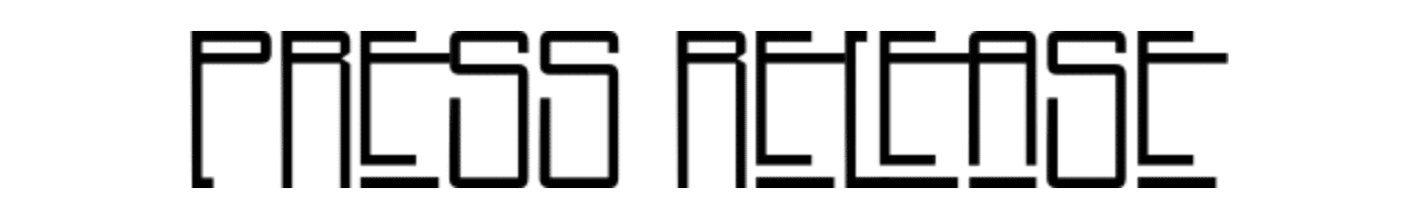 Press Release text in bold geometric angular typeface