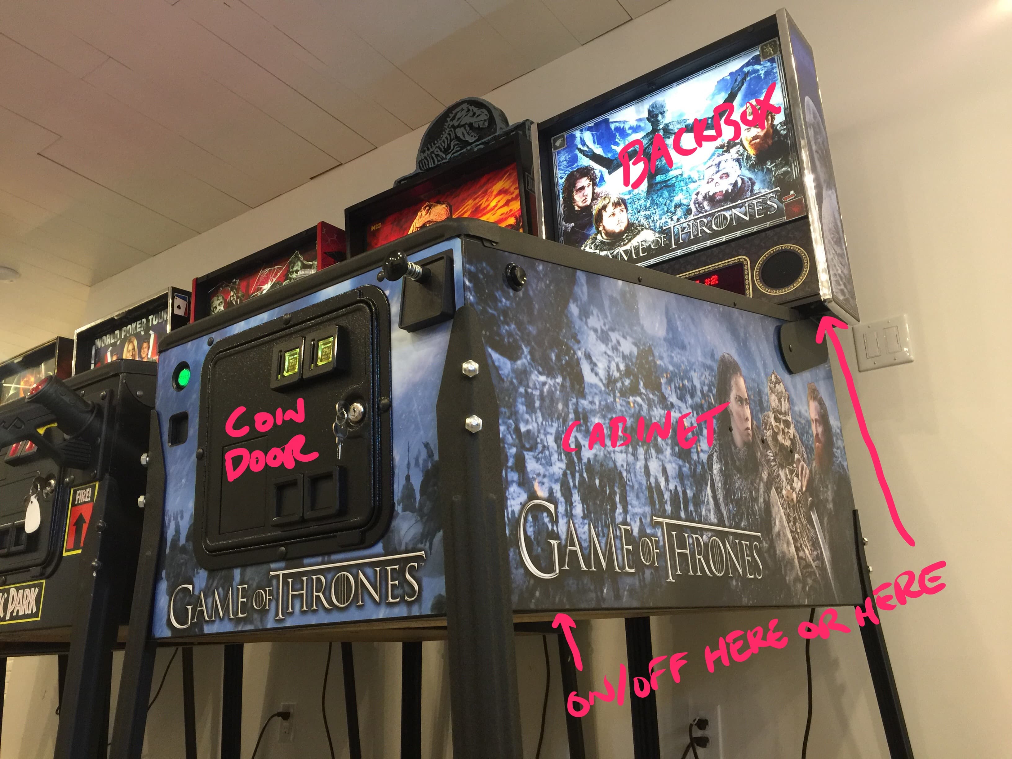 Game of Thrones arcade machines with themed artwork and controls