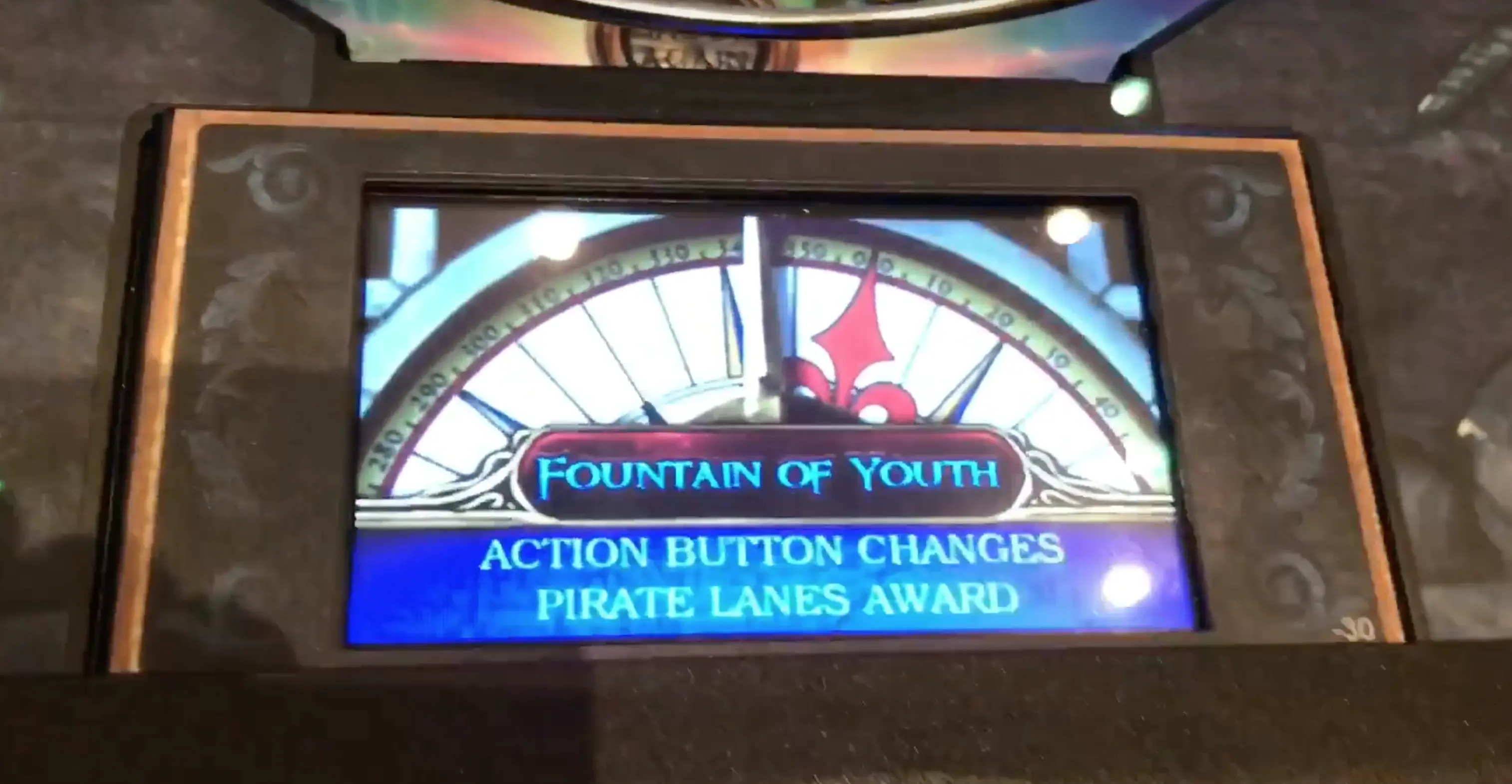 Screen showing Fountain of Youth game with Pirate Lanes Award