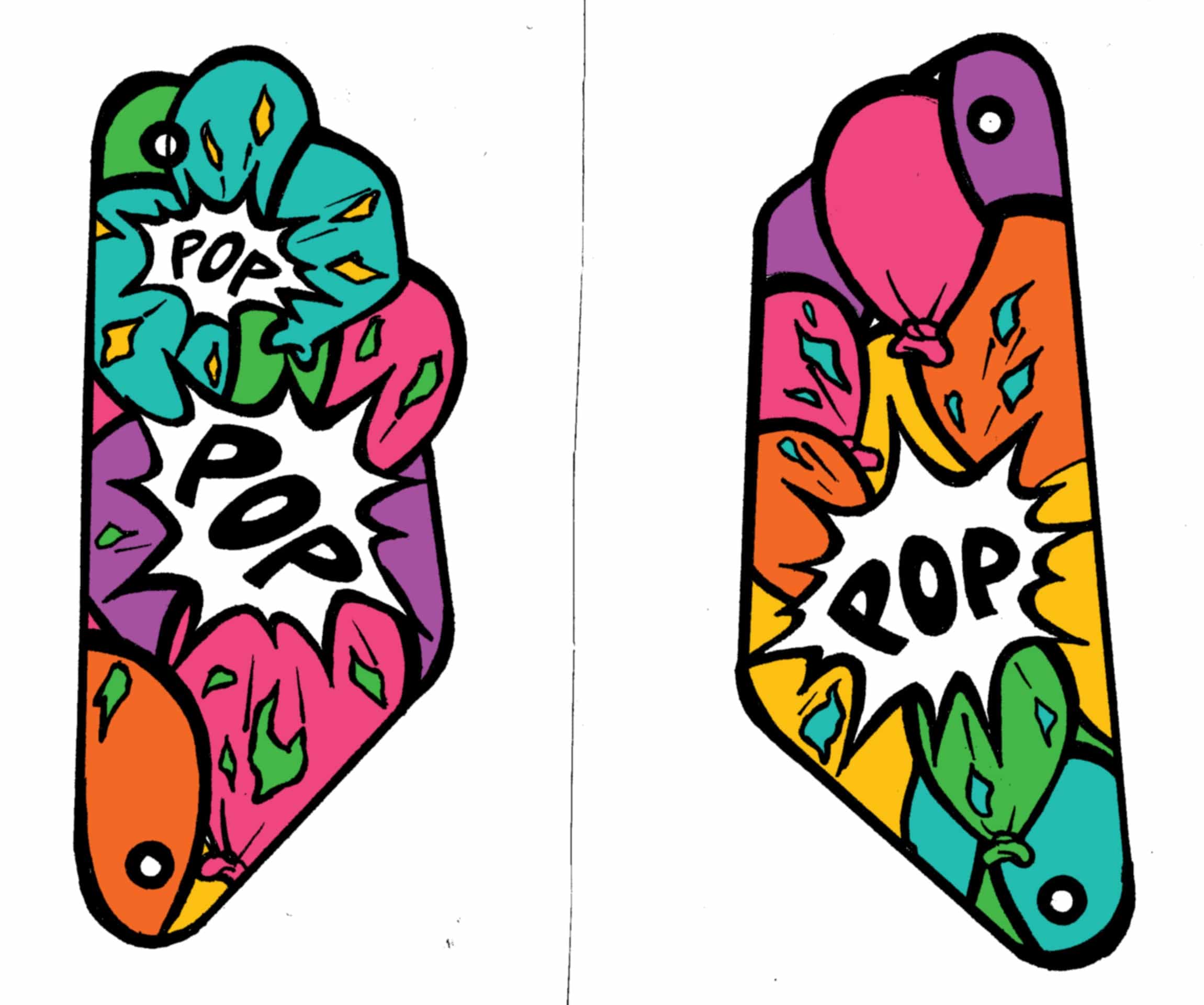 Colorful pop art illustration with cartoon fish and comic burst