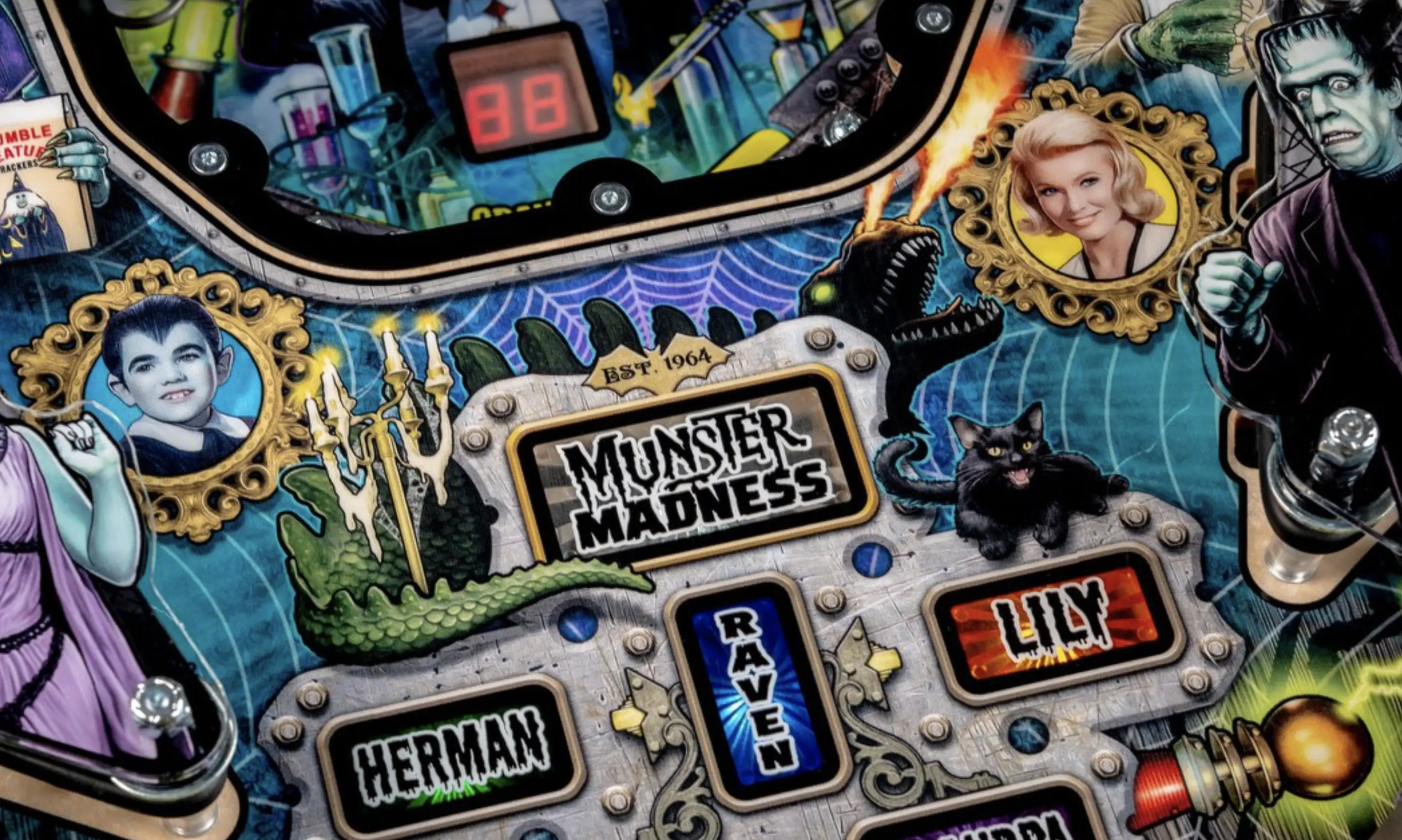 Vintage Monster Madness pinball machine with classic horror characters