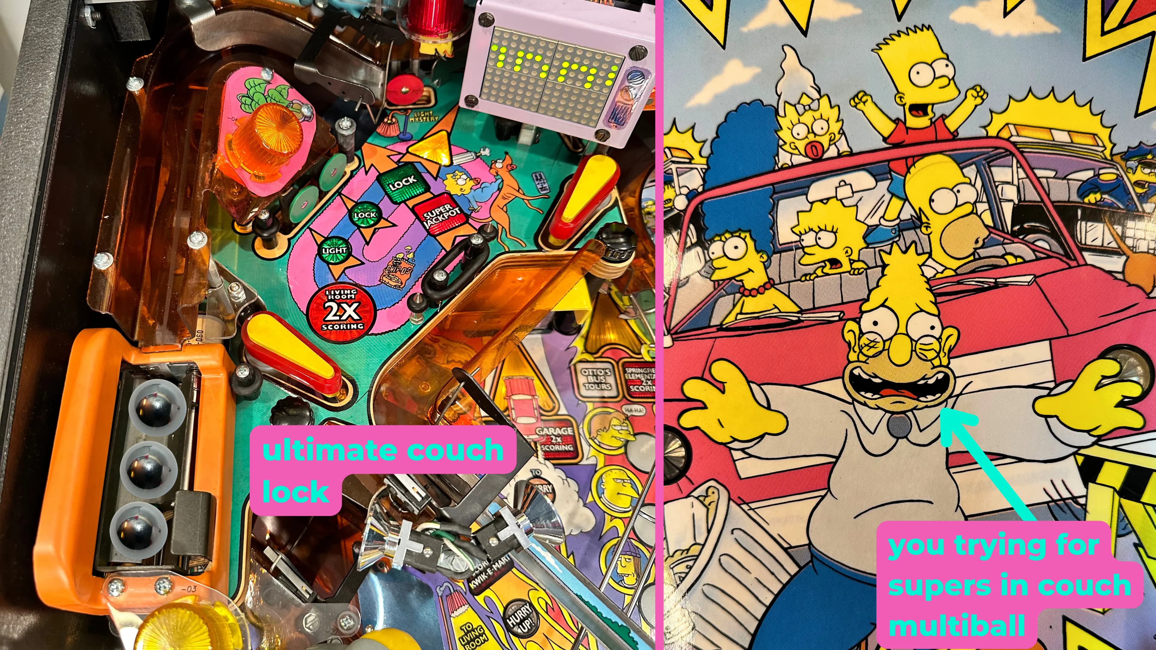 simpsons pinball party couch multiball