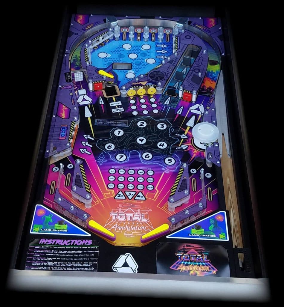 Colorful Total Annihilation pinball machine playfield with vibrant design
