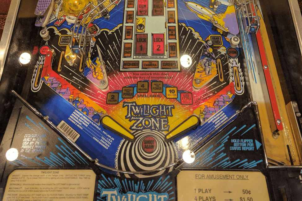 Twilight Zone pinball machine with colorful playfield and unique game design