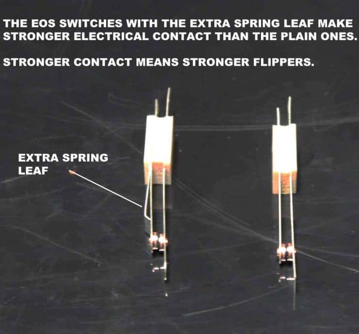 Electrical switches with extra spring leaf demonstrating stronger contact mechanism