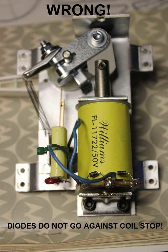 Electrical component with yellow Williams coil and blue wiring