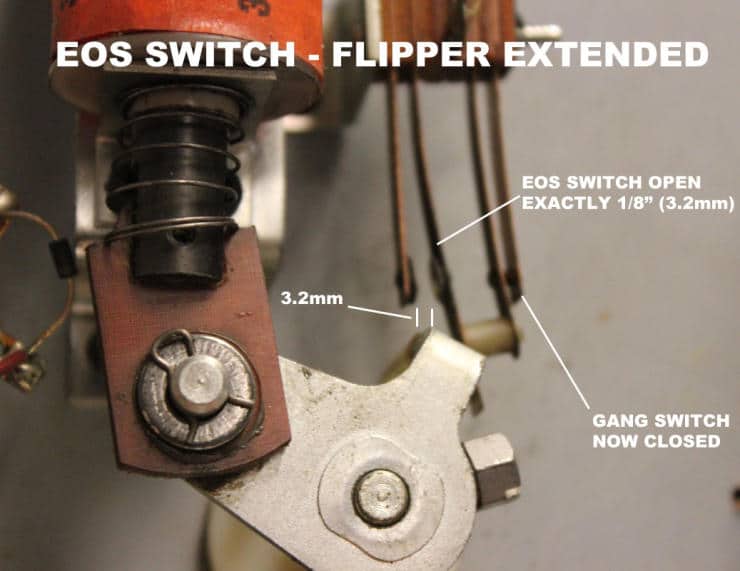Close-up of EOS switch with flipper extended, showing mechanical details
