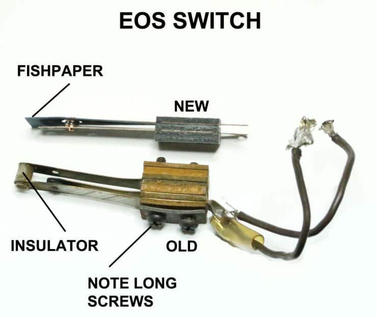 EOS switch comparison showing new and old components with labeled parts