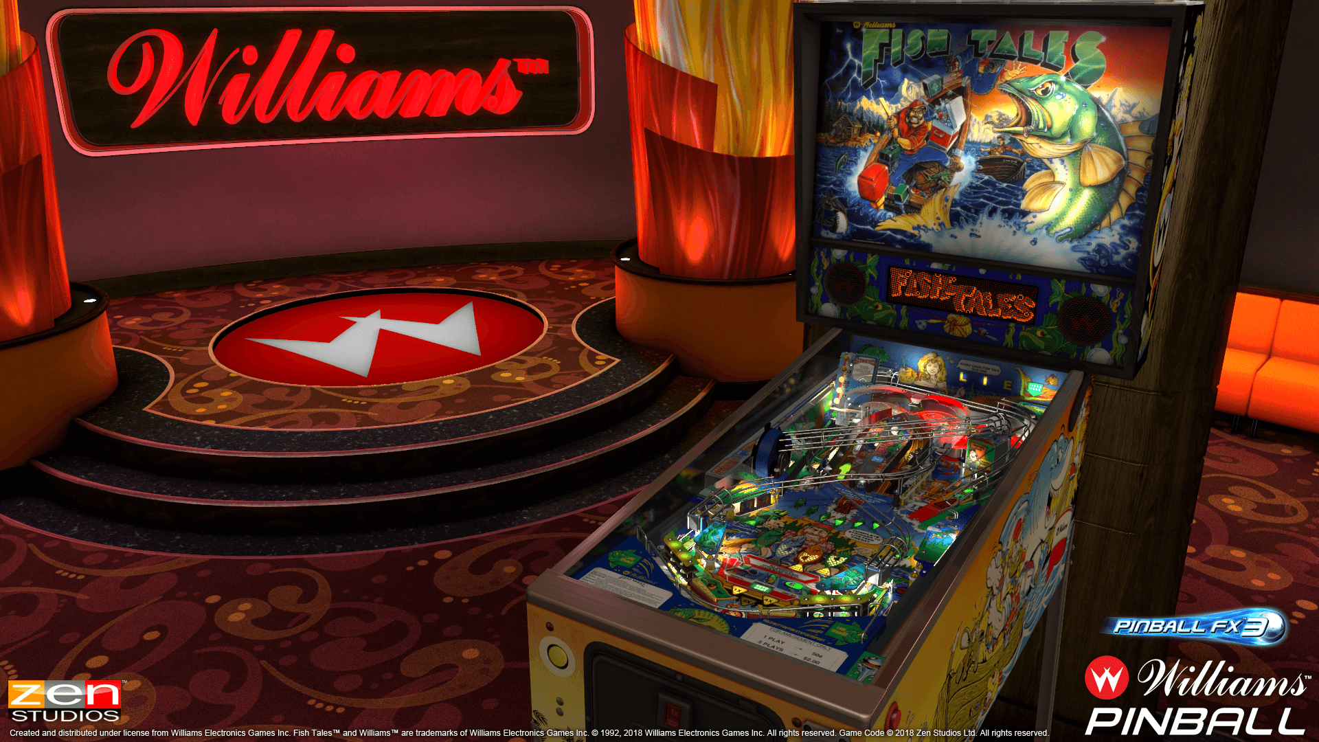 Fish Tales pinball machine with colorful playfield and Williams logo