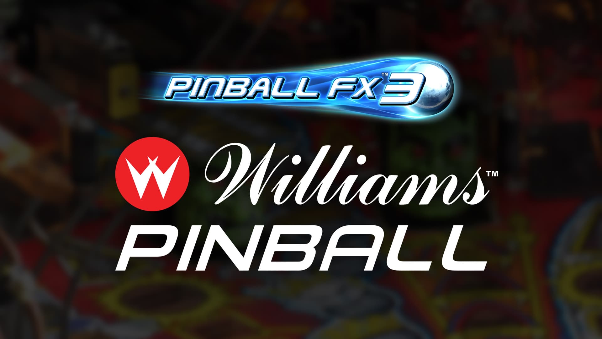 Pinball FX3 Williams Pinball logo with glowing blue text