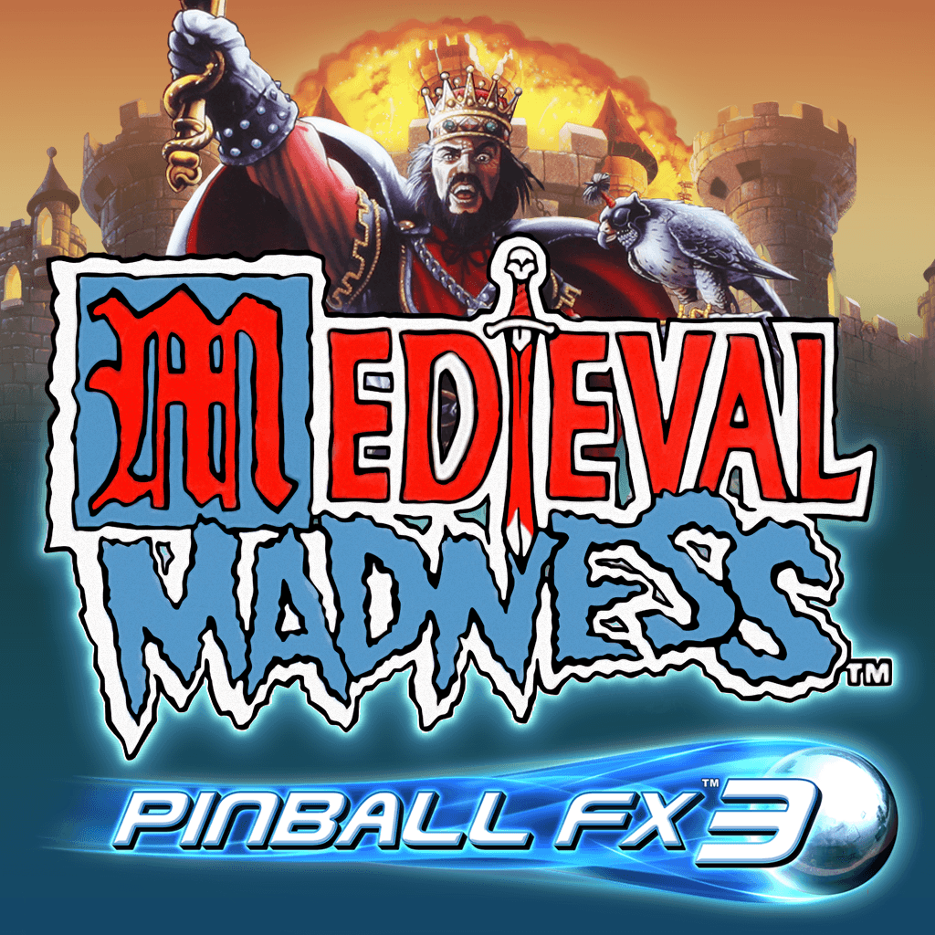 Medieval Madness pinball game logo with crowned king and castle