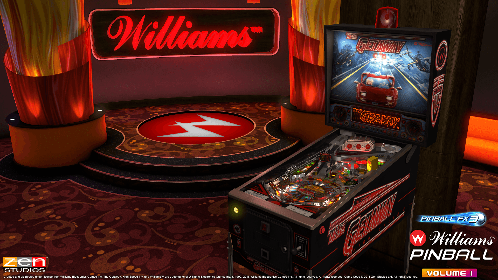 Williams Getaway pinball machine with digital screen and playfield