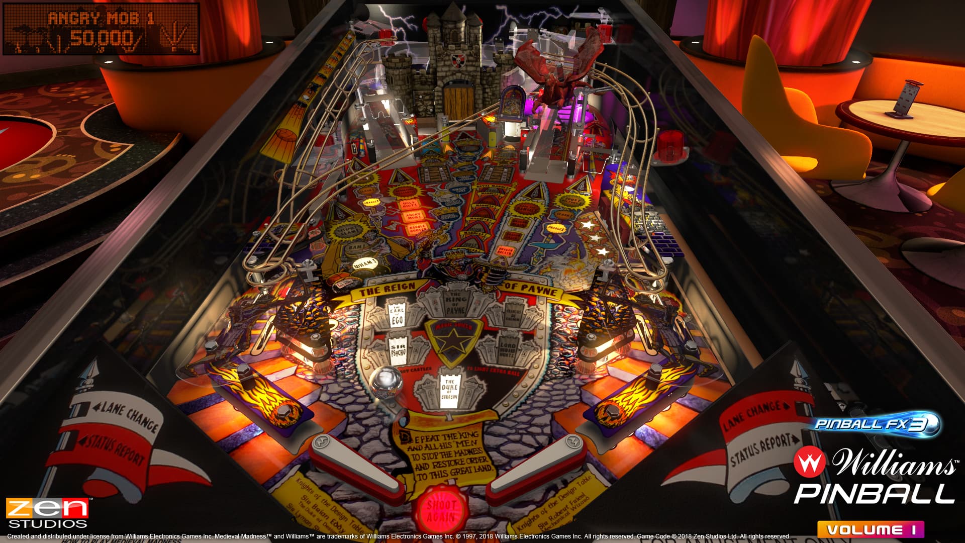 Medieval Madness pinball machine with colorful playfield and castle theme