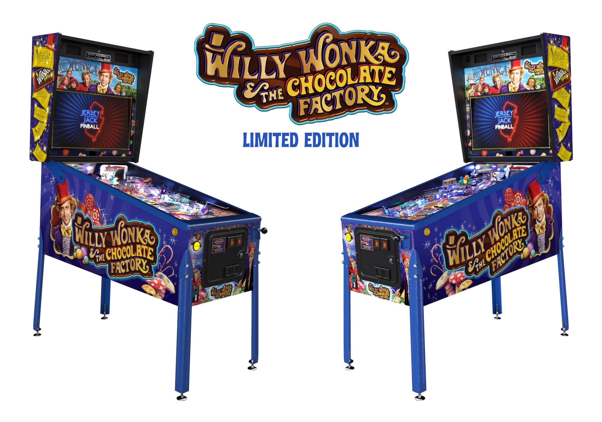 Willy Wonka limited edition pinball machine with colorful game design