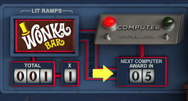 Wonka Baro arcade game screen with computer system and score display