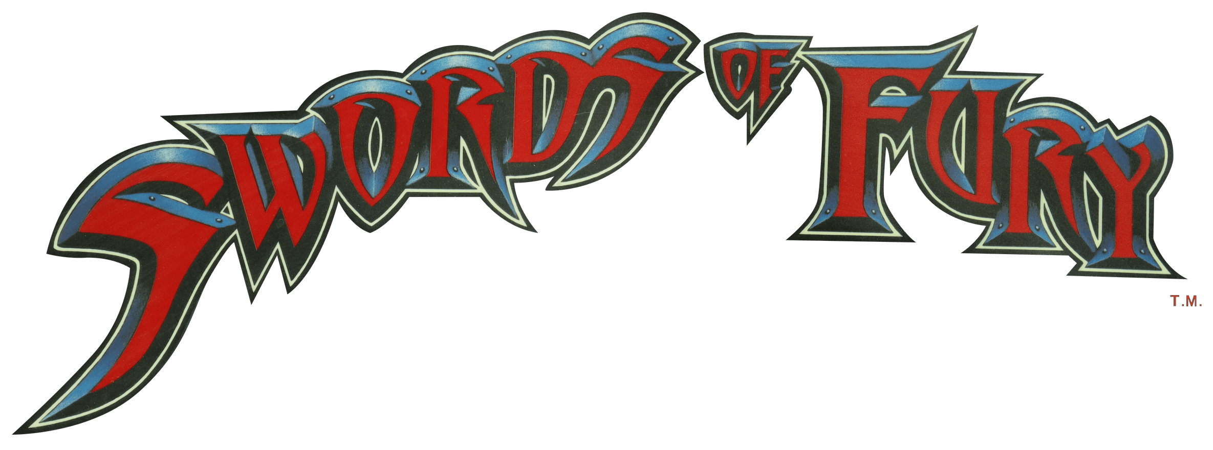 Sword of Fury logo with stylized red and blue lettering