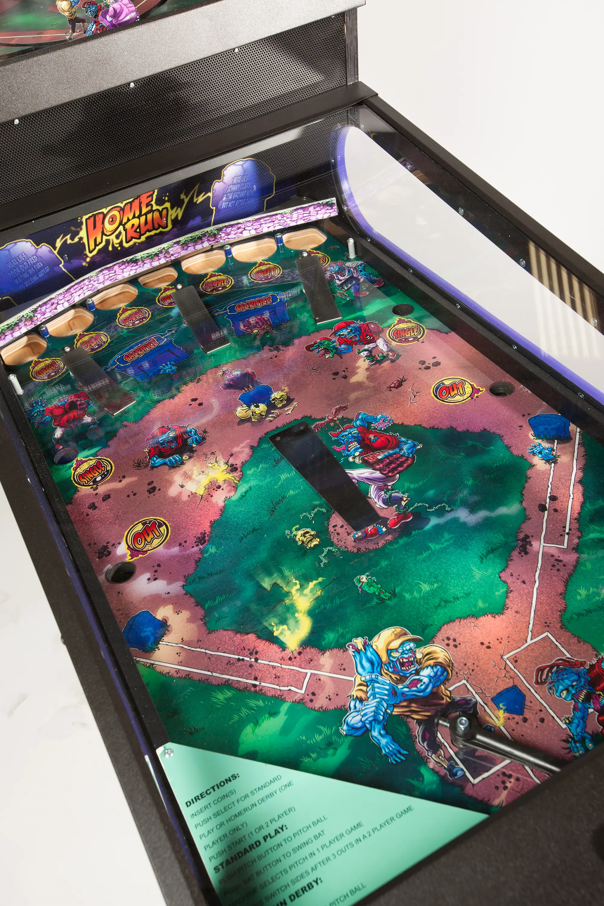 Home Run Derby pinball machine with colorful baseball-themed graphic design
